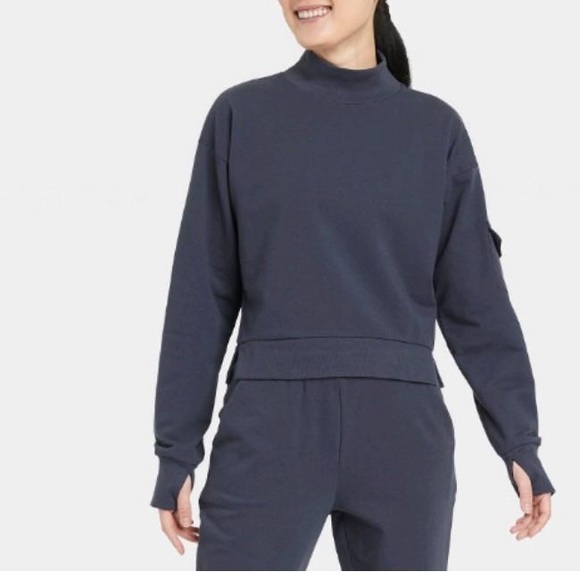 all in motion Sweaters - All in Motion™ Women's French Terry Butter Wash Sweatshirt Slate Size L